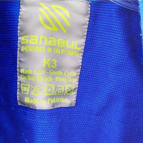 Sanabul Kid's Kimono / GI Top Size K3 Blue and Green - Picture 3 of 6